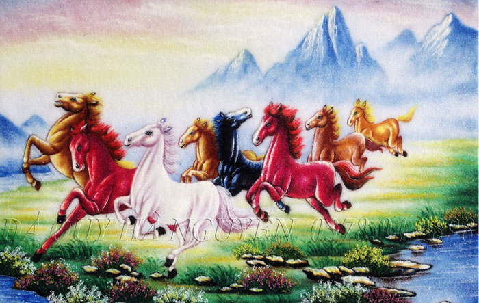  tranh đá quý bát mã truy phong đẹp